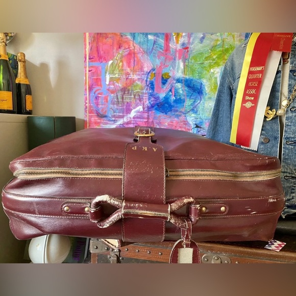 RARE GUCCI Extra Large Vintage LEATHER Suitcase Oxblood Luggage Case Tote Bag GG - Picture 3 of 11